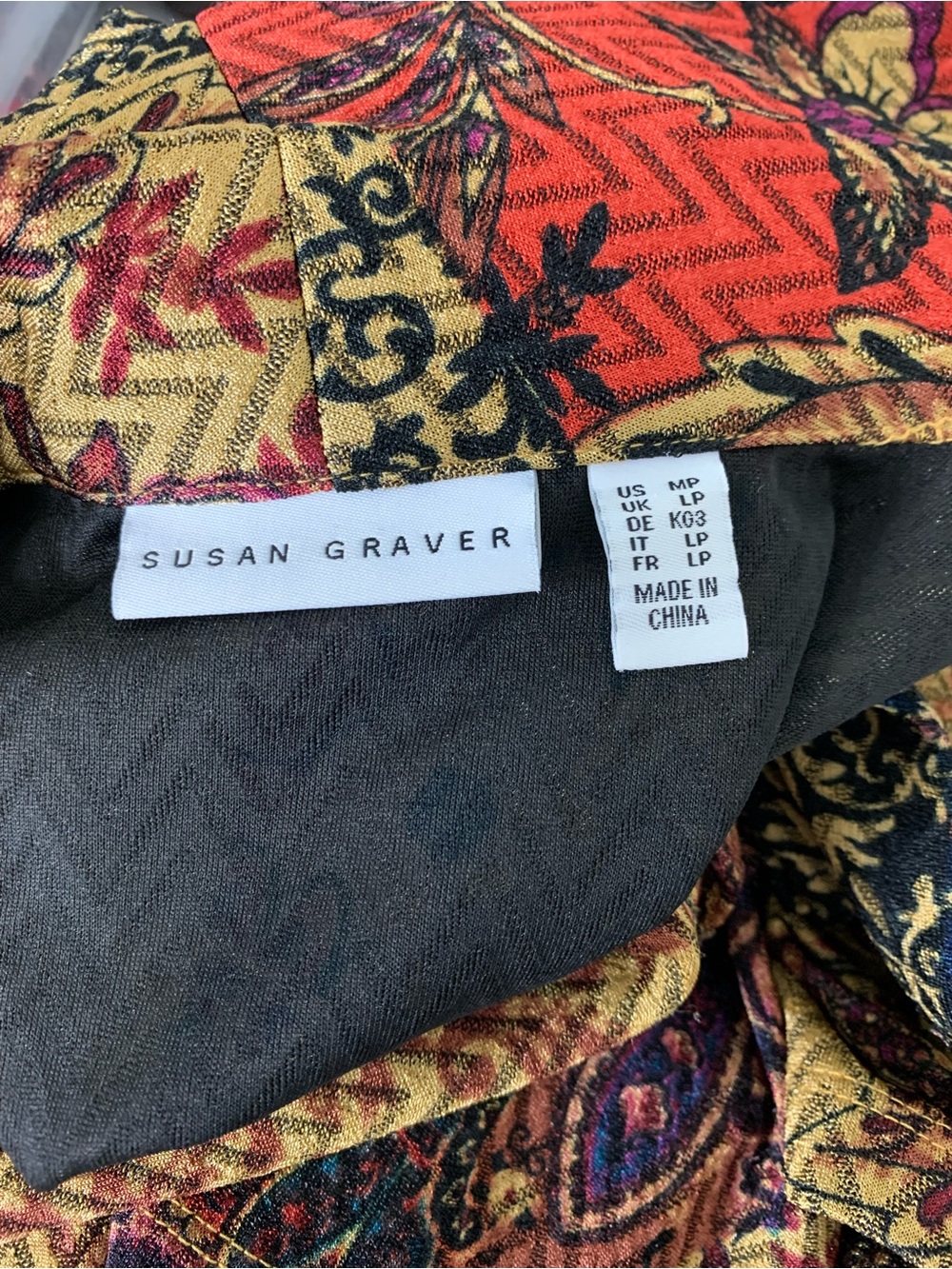 Susan Graver Longline Paisley Cardigan Topper Women’s MP One Button Colorful - Picture 6 of 14